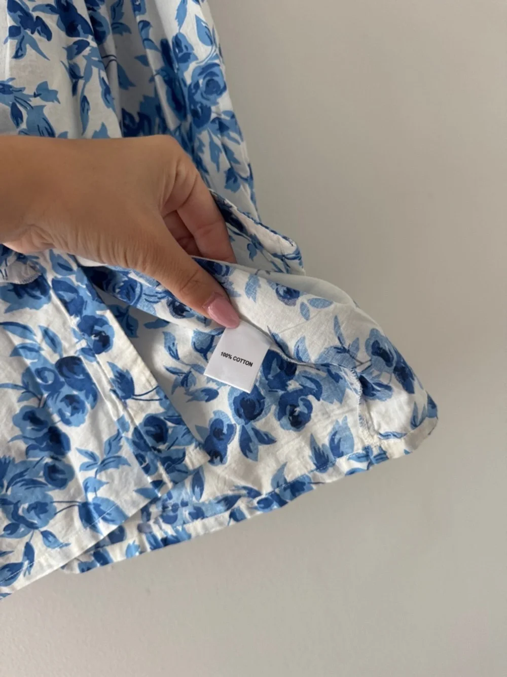 MILLIE Blue Floral Cotton Blouse S - Picture 4 of 5